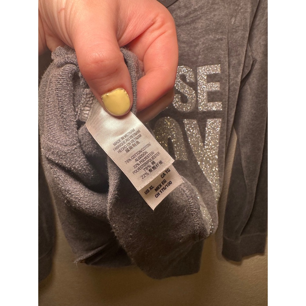 Juicy Couture‎ Womens XL Sweater Hoodie Full Zip Velour Gray Y2K Choose Juicy - Picture 5 of 5